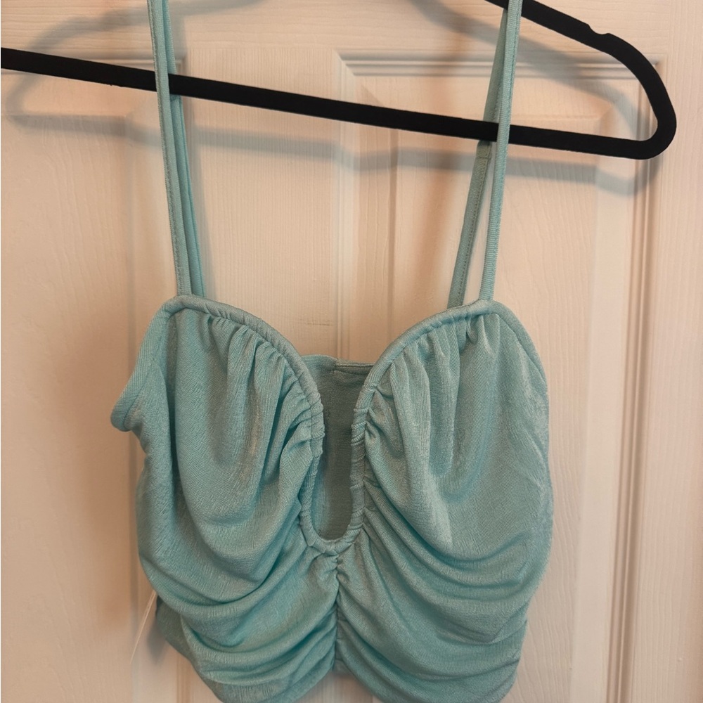Bardot Aqua Ruched Cropped Cami